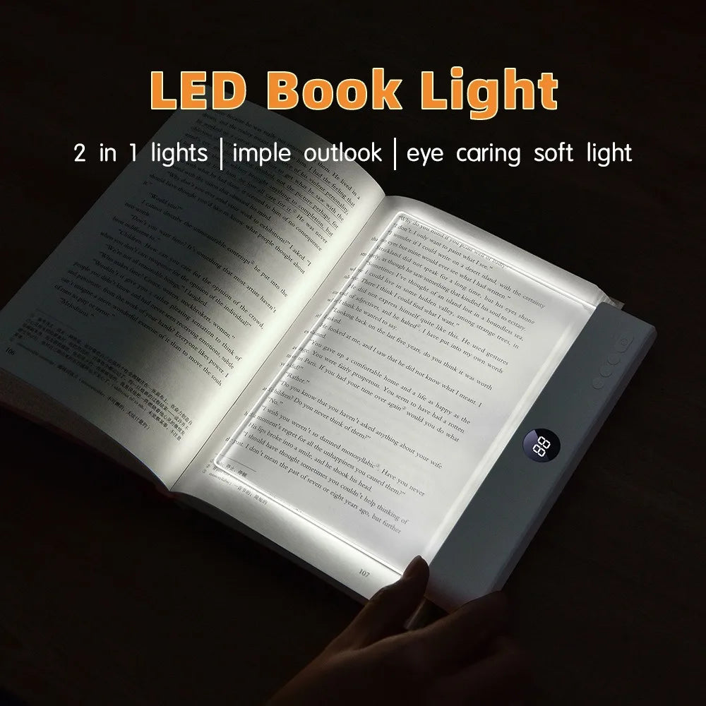 LED Flat Panel Book Light Eye Protection Night Vision Reading Lamp Rechargeable for Students Indoor Use 2 in 1 Night Lights