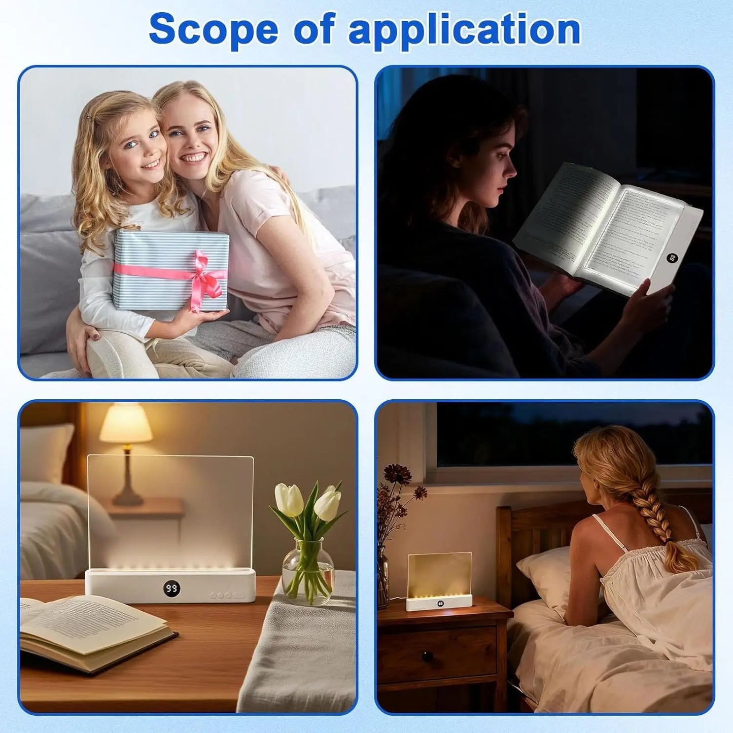 LED Flat Panel Book Light USB Charging Eye Protection Night Vision Reading Lamp for Students Indoor Use 2 in 1 Night Lights