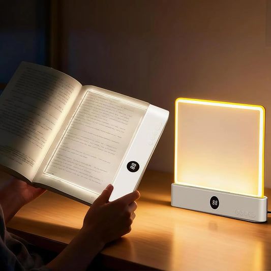 LED Flat Panel Book Light USB Charging Eye Protection Night Vision Reading Lamp for Students Indoor Use 2 in 1 Night Lights